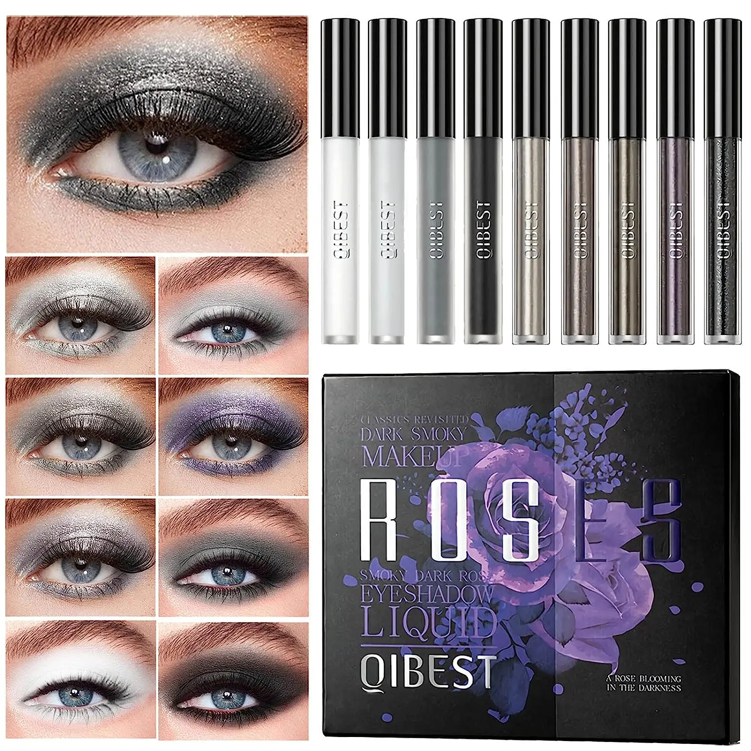 Qibest Matte Vloeibare Oogschaduw Metallic Diamant Glanzende Eyeliner Pen Vergiltter Oogschaduw Blijvende Glans Helderder Cosmetica Sets