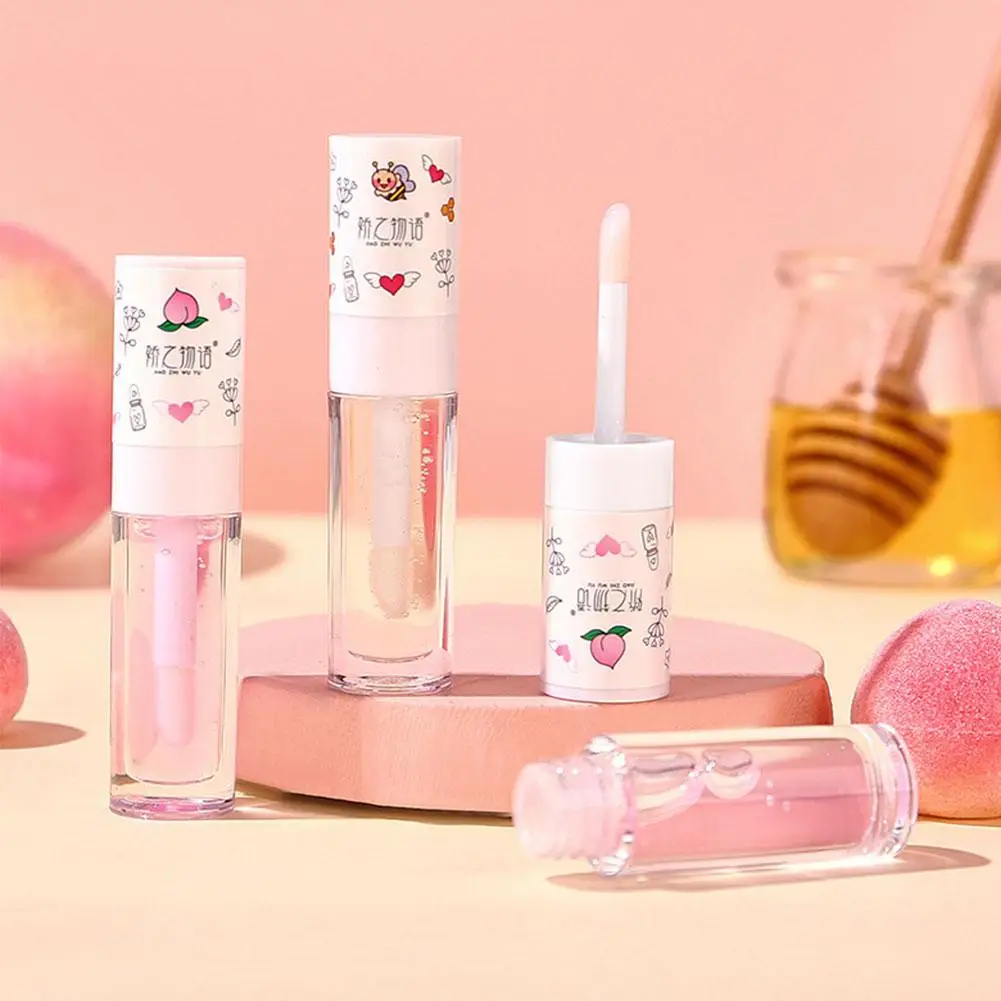 Peach Milk Honey Lip Oil allevia Dry Moisturizing Lip Gloss sbiadisce le linee delle labbra labbra leggere d'acqua grande testina trucco coreano carino