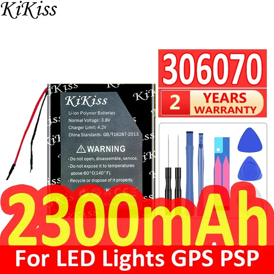 KiKiss Battery 2300mAh 306070 (2 line) For LED Lights Power Bank Recorder GPS For PSP PDA Bluetooth Headset