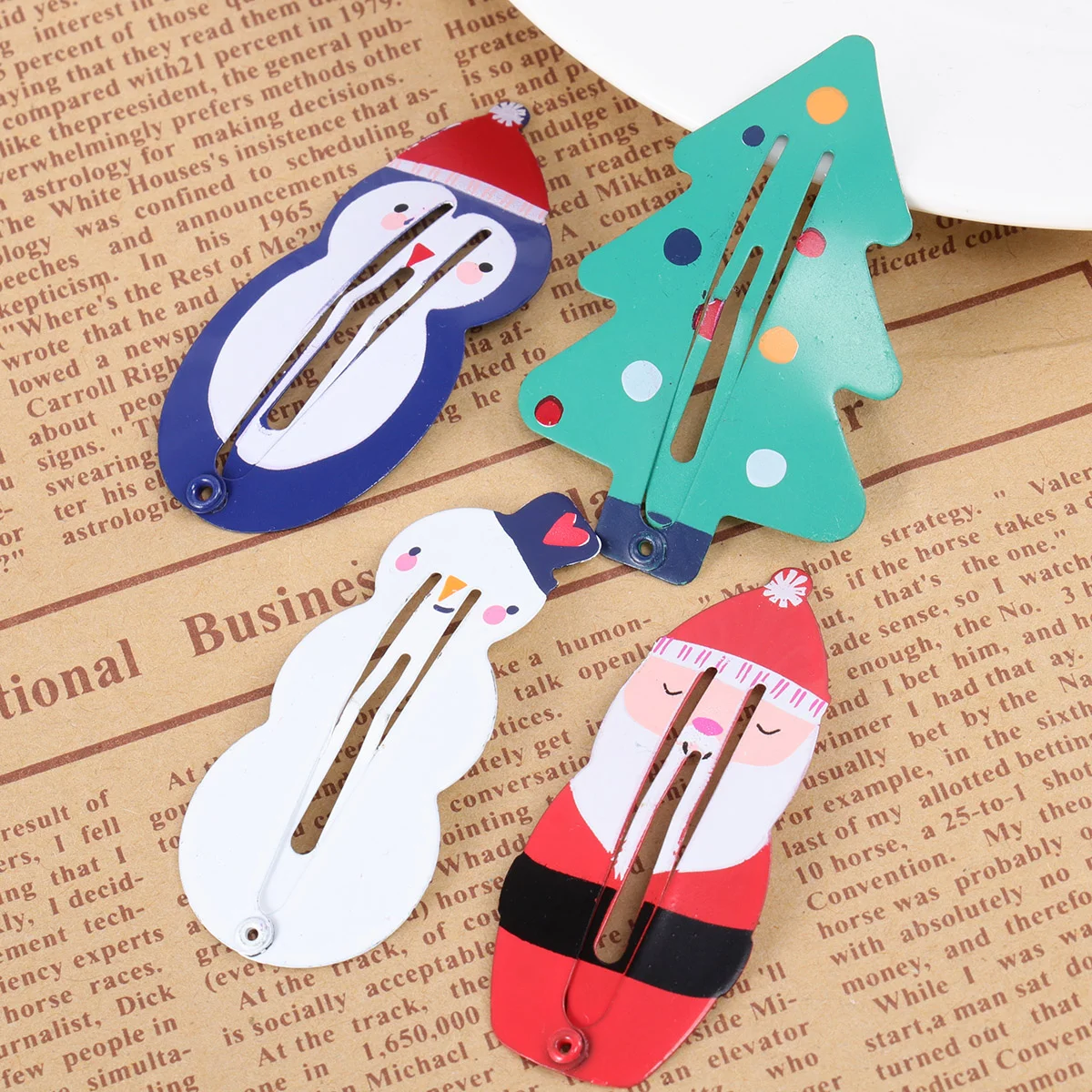 

8 Pcs White Snowman Hair Clips Christmas Barrettes Headgear Red Santa Claus Baby Accessories