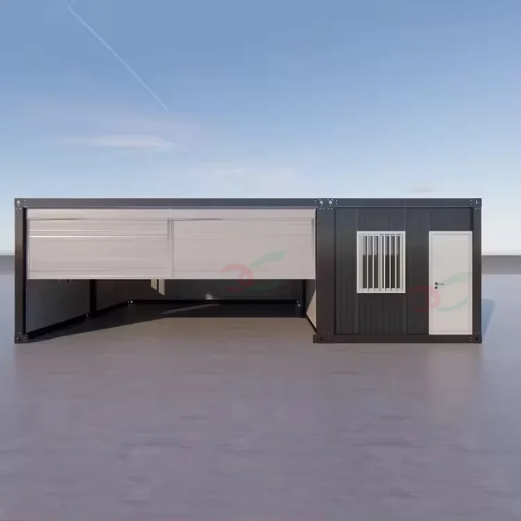Prefabricated Container Garage Warehouse  Steel Portable Modular Mobile Tiny Carport with  Electric Roll up Door