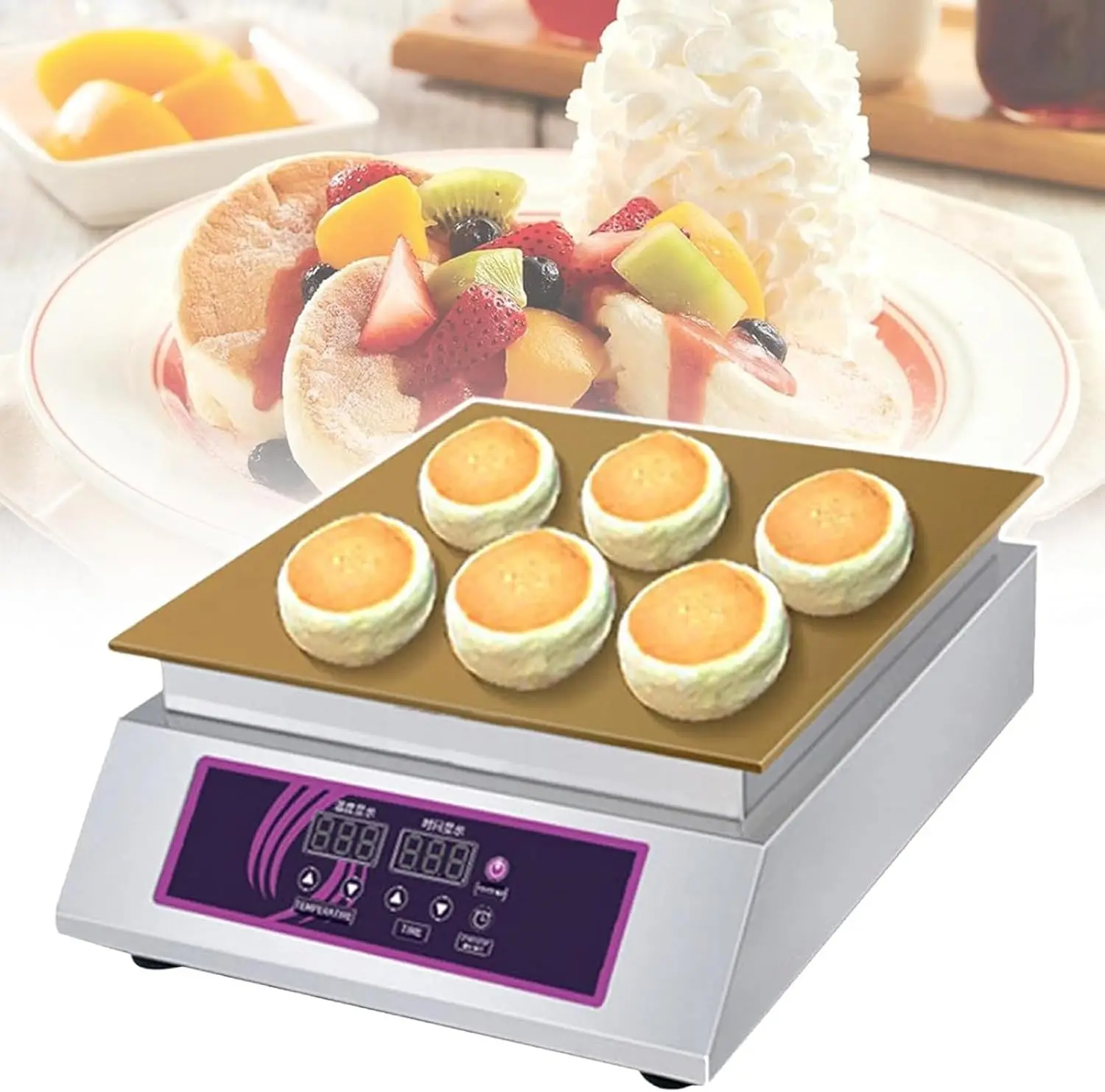 Máquina para Hacer Panqueques Soufflé Japoneses | Máquina para Dorayaki con Revestimiento de Cobre | Plancha Eléctrica Comercial | Máquina para Hacer Panqueques