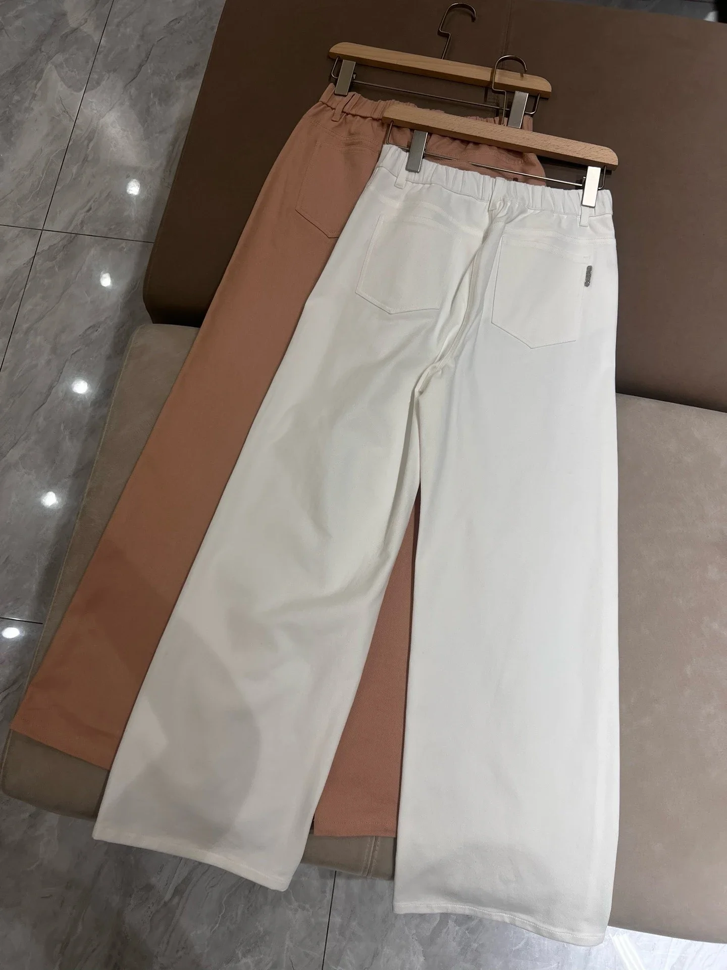 Women's Straight Jeans Autumn Winter Elastic Waist Casual All-match Cotton Wide-Leg Pants