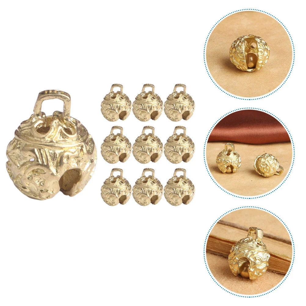 10 Pcs Small Brass Bell Hanging Wind Bells Needlework Jingle Feng Shui Charm Vintage Pendant