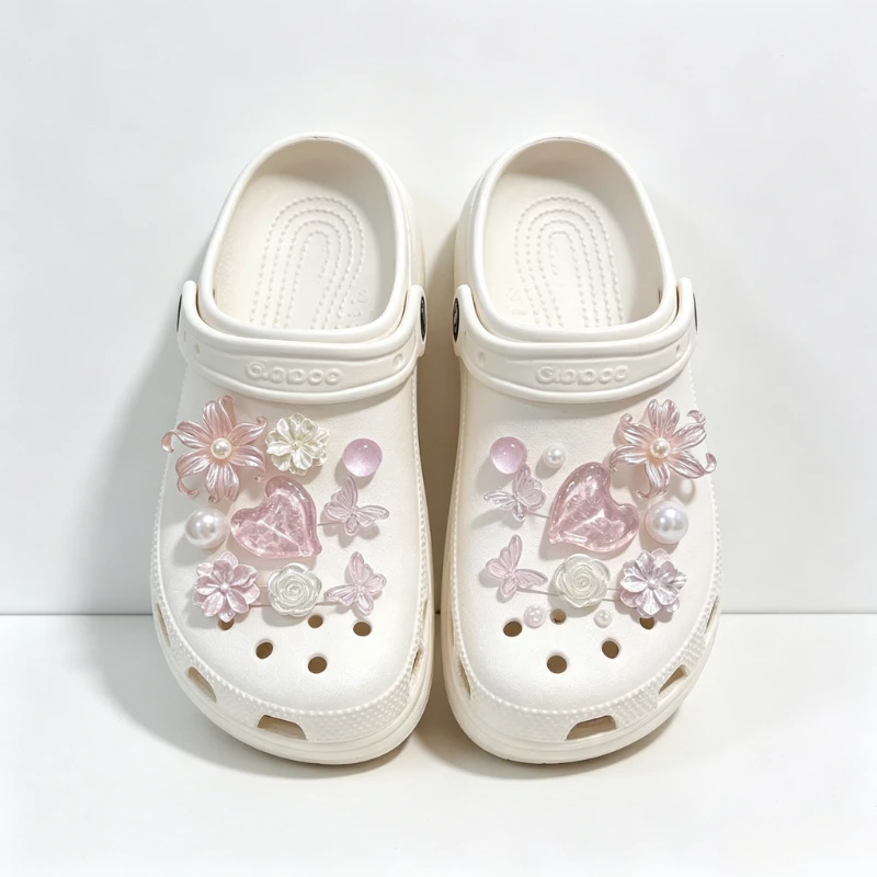 

New DIY Accessories for Cave Shoes Sakura Mist Flower Island Decorative Shoes with Removable Buckle Accessories
