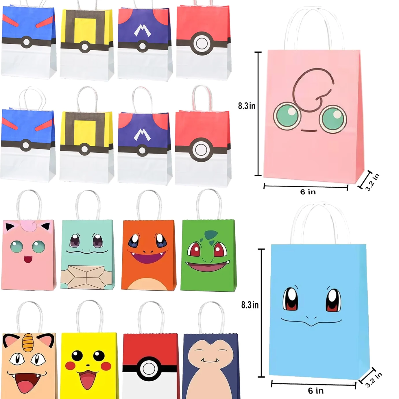 

1/3/6Pcs Gift Bags Pokemon Birthday Party Decorations Paper Candy Goodie Bag Baby Shower Boys Girls Pikachu Kids Party Supplies