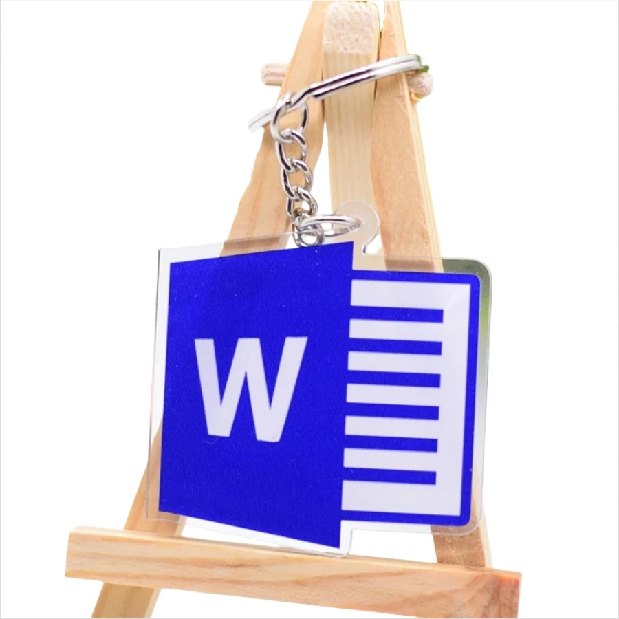 Word Excel Software Keychain Double Side Acrylic Key Holder Backpack Car Decor Fashion Jewelry Keyring Pendant for Office worker - zdjęcie 1