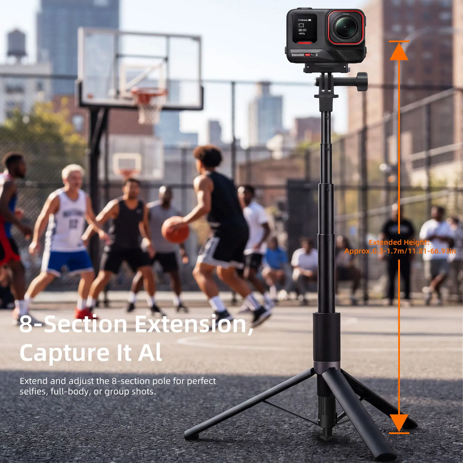 1.6m Extend Selfie Stick Tripod with 1/4