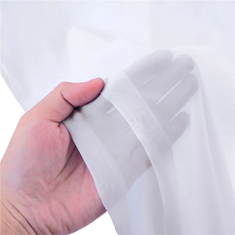 1pc White Chiffon Background Fabric, Wedding Birthday Party Curtain Decoration, Wedding Gauze Wrinkle Resistant Pendant Curtain