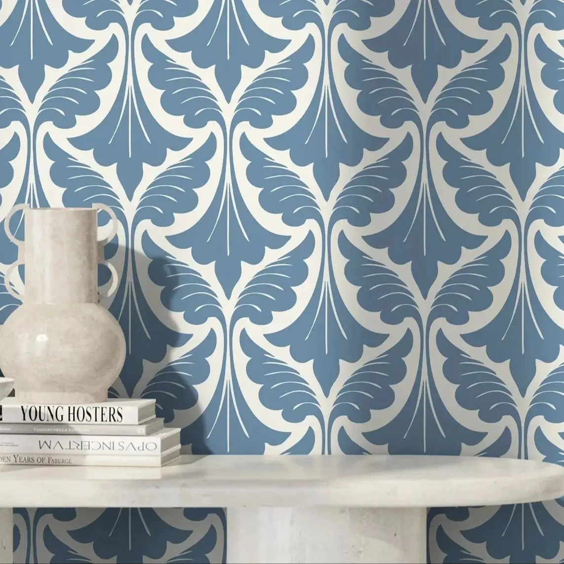 

Светло-голубые современные обои с кожурой и наклейкой, обои с синими листьями для домашнего декора, настенное искусство, самоклеящиеся или традиционные без наклеивания