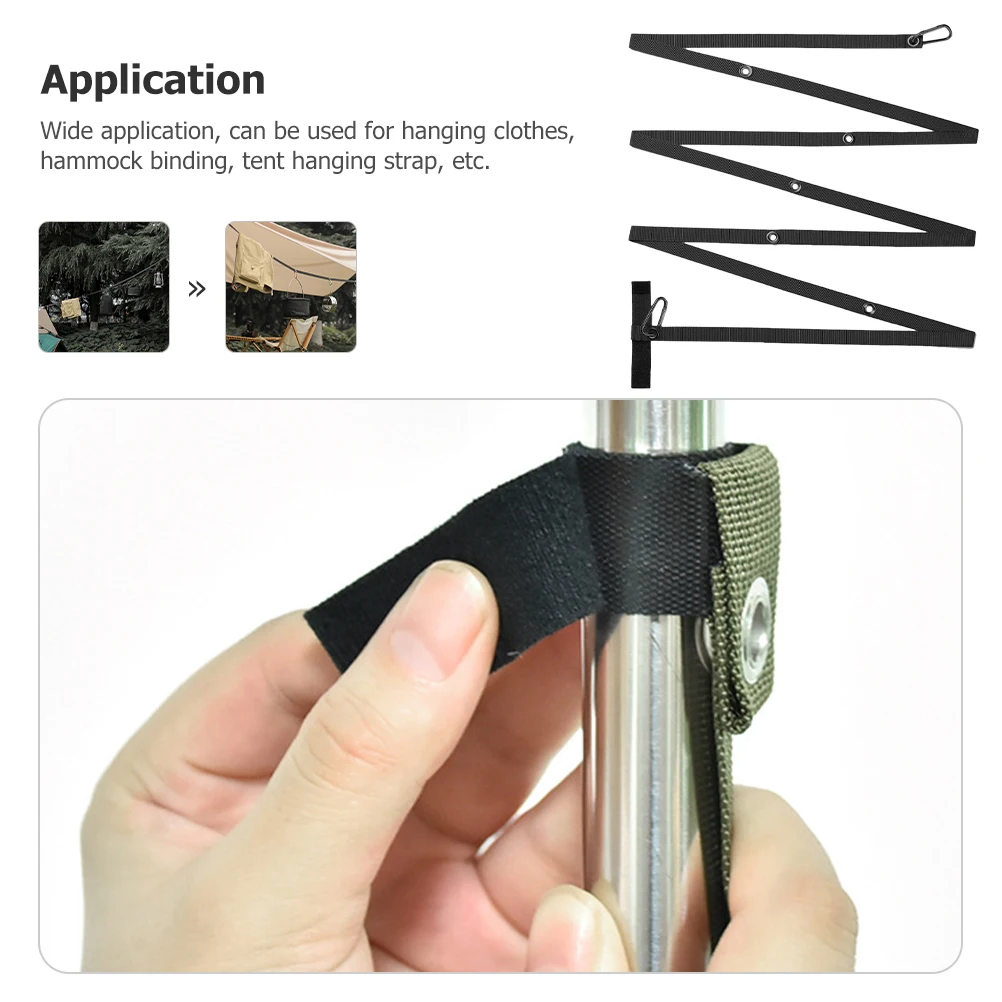 

Tent Clothesline Camping Strap Rope Hanger Portable Hanging Multi function Army Green Travel Wear resistant Long Enough