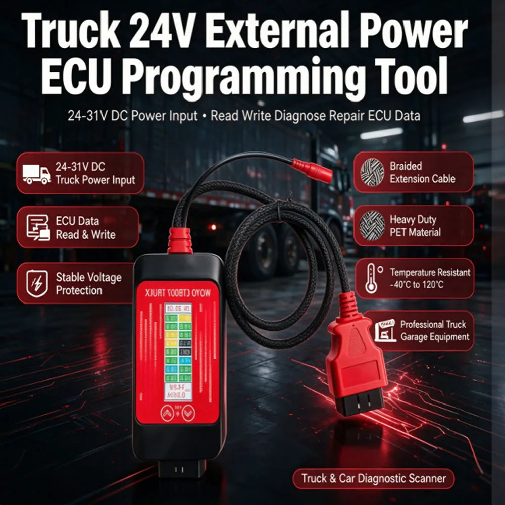 24V Truck Step-Down Power Converter 4A 50W Regulated HD LCD Dual Modes Protect 12V Car Truck ECU Diagnostic Scanner Voltage