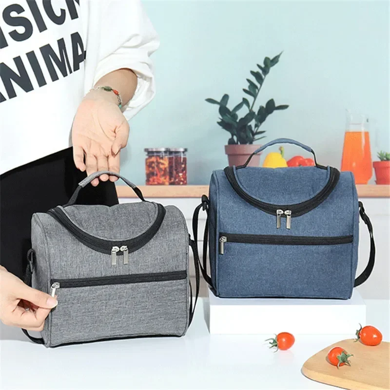 Large Capacity Lunch Bags Square Thermal Portable Cooler Bag Insulated Food Bags for Work School Picnic Bento Bags with Zipper