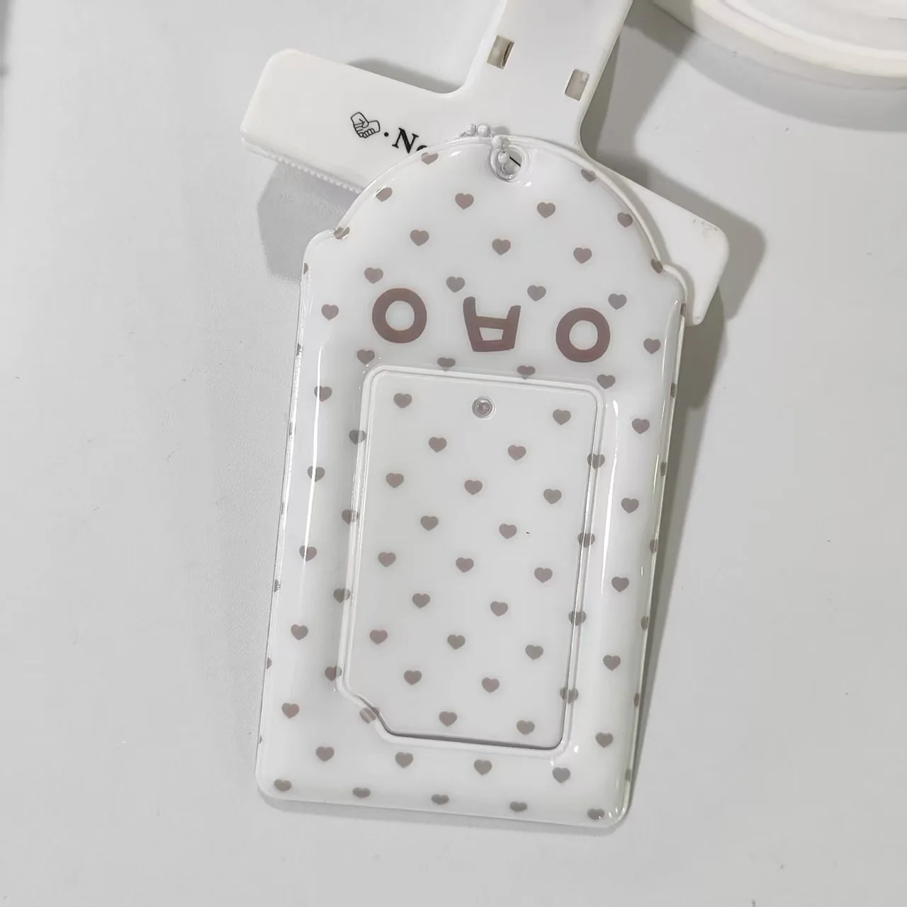 2pcs Cute Emoji Text Card Holder Heart Polka Dot Simple Student 3 Inch Kpop Photocard Case Pendant image 3