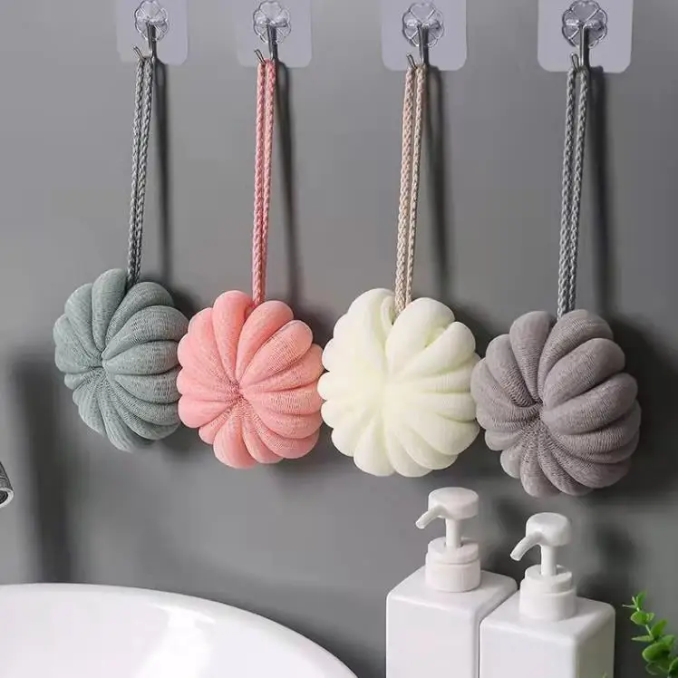 

Pumpkin Shape Bathing Ball PE Bathing Flower Balls Mesh Shower Wash Sponge Body Exfoliating Tools Bathroom Accessories SN2332