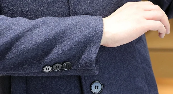 Hochwertiger, modischer, einseitiger Mantel für Herbst/Winter 2022, neuer, einreihiger, mittellanger Wollmantel für Herren aus 50 Wolle, M-4XL – Detail 21