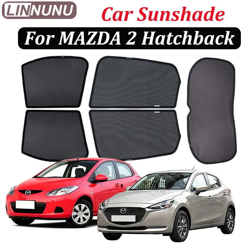 

LINNUNU Magnet Car sunshade For Mazda 2 Demio Hatchback Windows Mesh curtains Privacy Protection UV Blockin Interior accessories