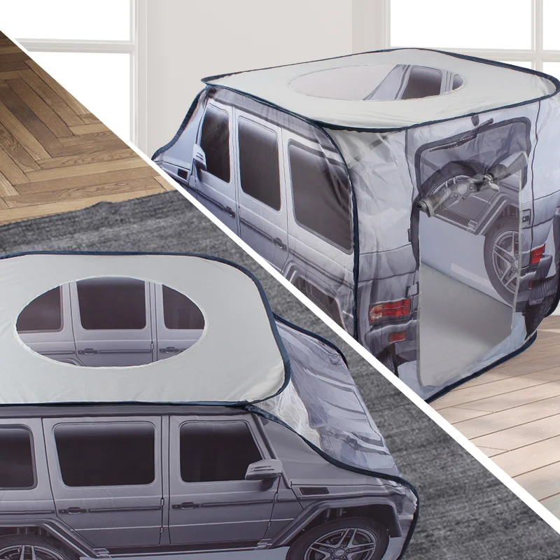 تصميم سيارة ممتع، رمادي ووردي، خيمة لعب للأطفال، مسرح محمول خارجي، خيمة قلعة ألعاب للتعلم المبكر واللعب الخيالي، قاعدة سرية للأطفال، زينة حفلات أعياد الميلاد/عيد الميلاد/عيد الهالوين، هدايا العطلات غير متضمنة