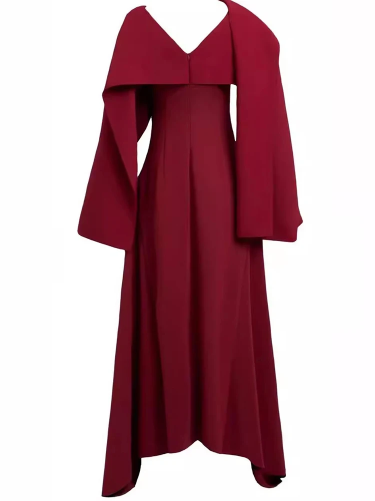 QMQA Fashion Women's Elegant Dress Scarf Collar Long Sleeve Spliced  Irregular Design Backless Evening Dresses Clothing 1A265 - AliExpress  200000345