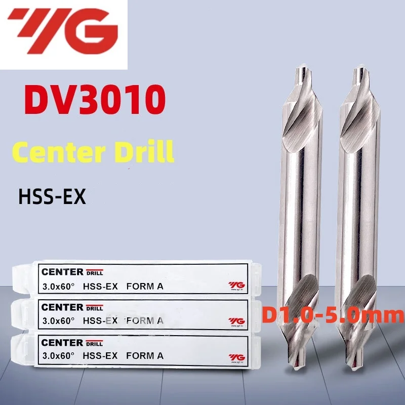 1PCS YG HSS-EX 60 Degrees Center Drill Bit DV3010 1.0 D1.5 D2.0 D2.5 D3.0 D4.0 D5.0MM Processing Stainless Steel Steel