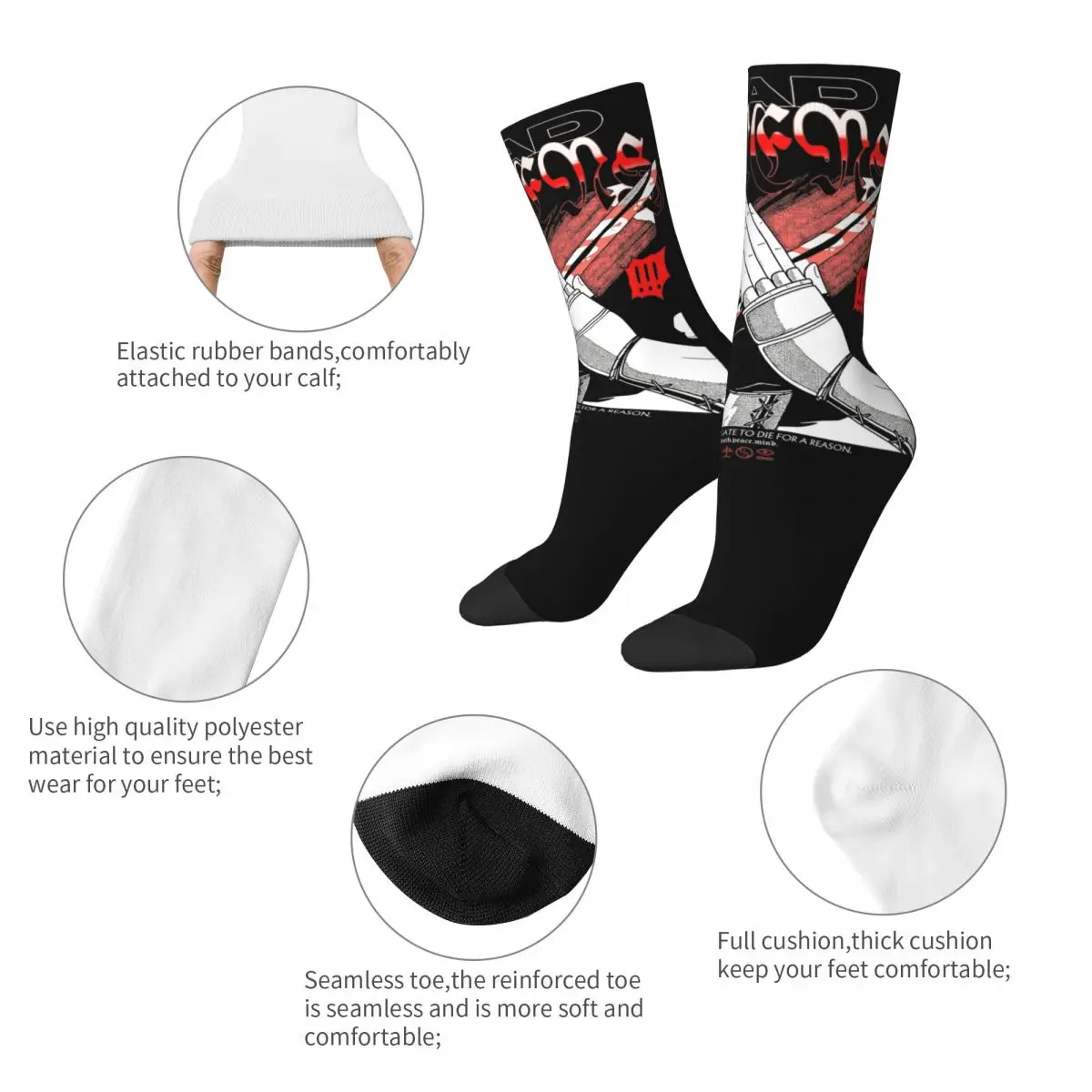 Colorful Katana Bad Omens Basketball Socks Polyester Middle Tube Socks for Women Men Breathable