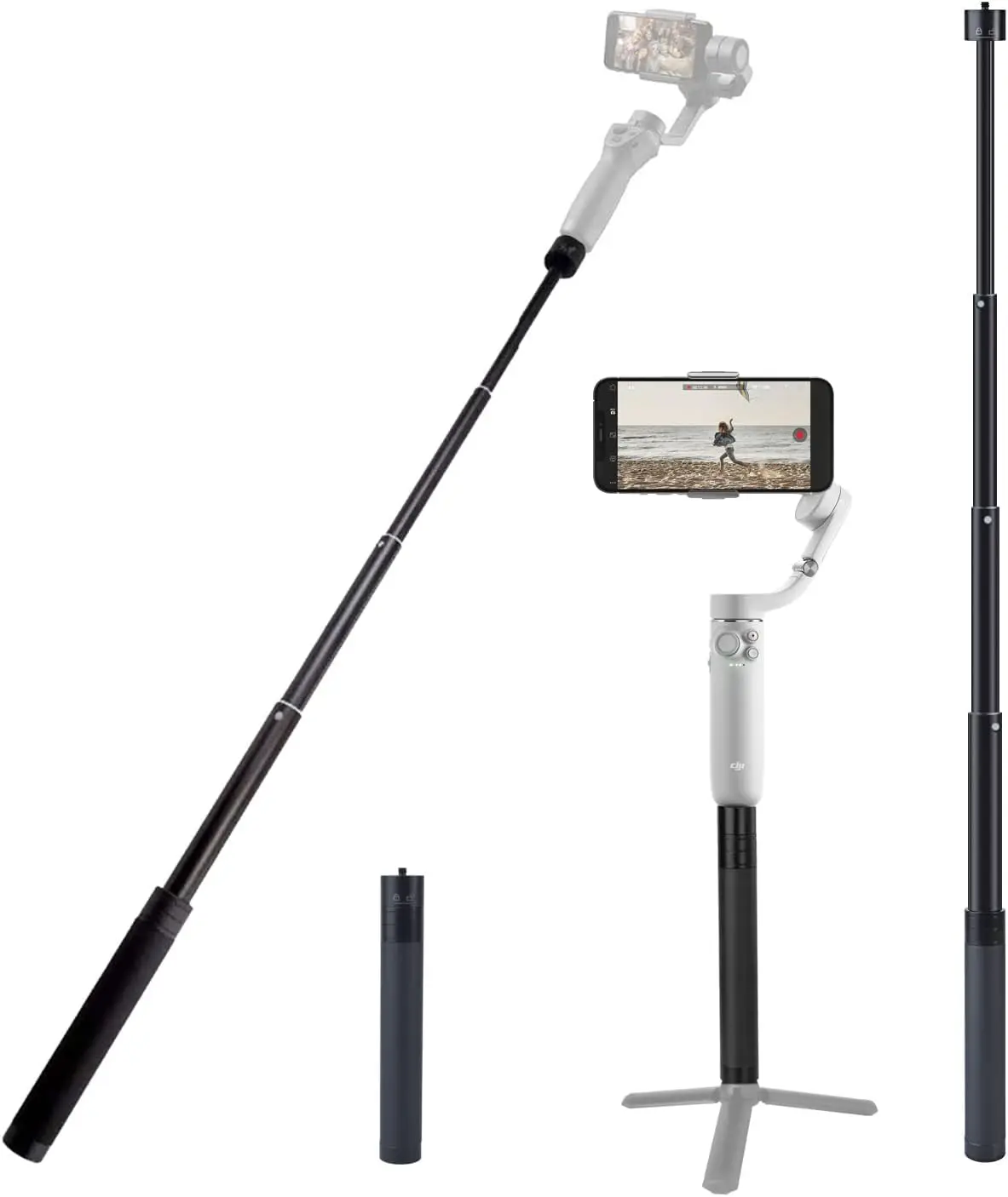 150 cm Verlängerungsstange, tragbarer Selfie-Stick, langer Stange, unsichtbar, für GoPro Insta360 DJI Feiyu Action-Kamera, Mikrofonständer