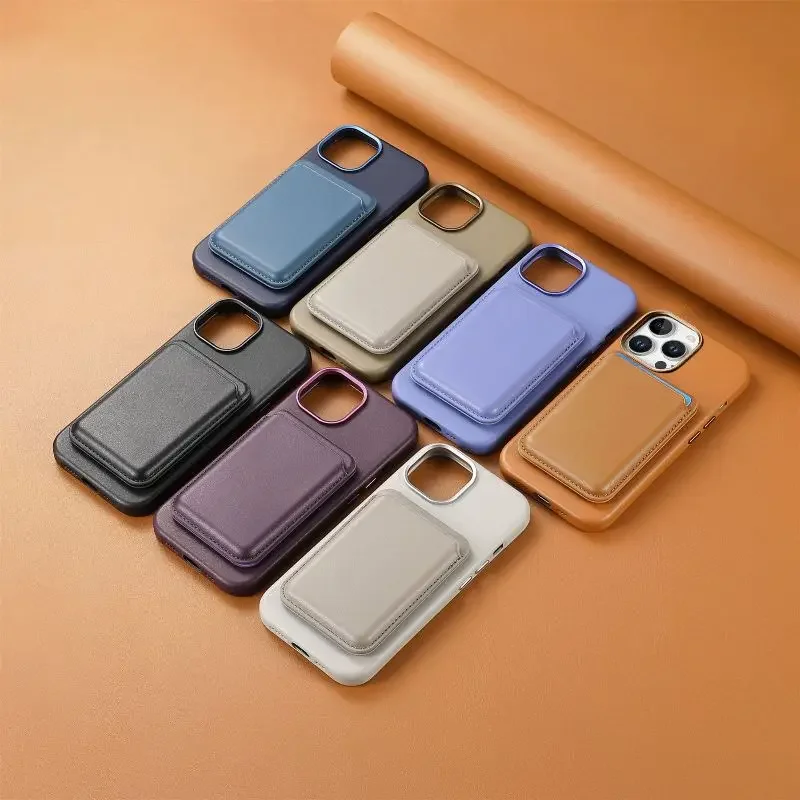 Magnetic Removable Card Cover Phone Case For iPhone 16 15 Pro Max 14 Plus 13 Pro Solid Color Leather Back Cover