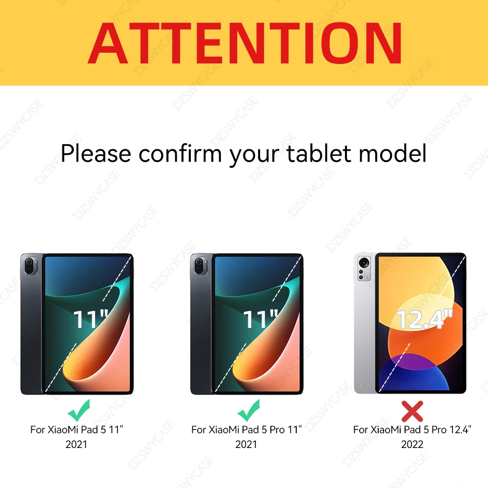 Clear Case For XiaoMi Pad 5/5 Pro 11 inch 2021, Y-Folding Multi-Angle Stand with Pencil Holder Acrylic Hard Back Cover