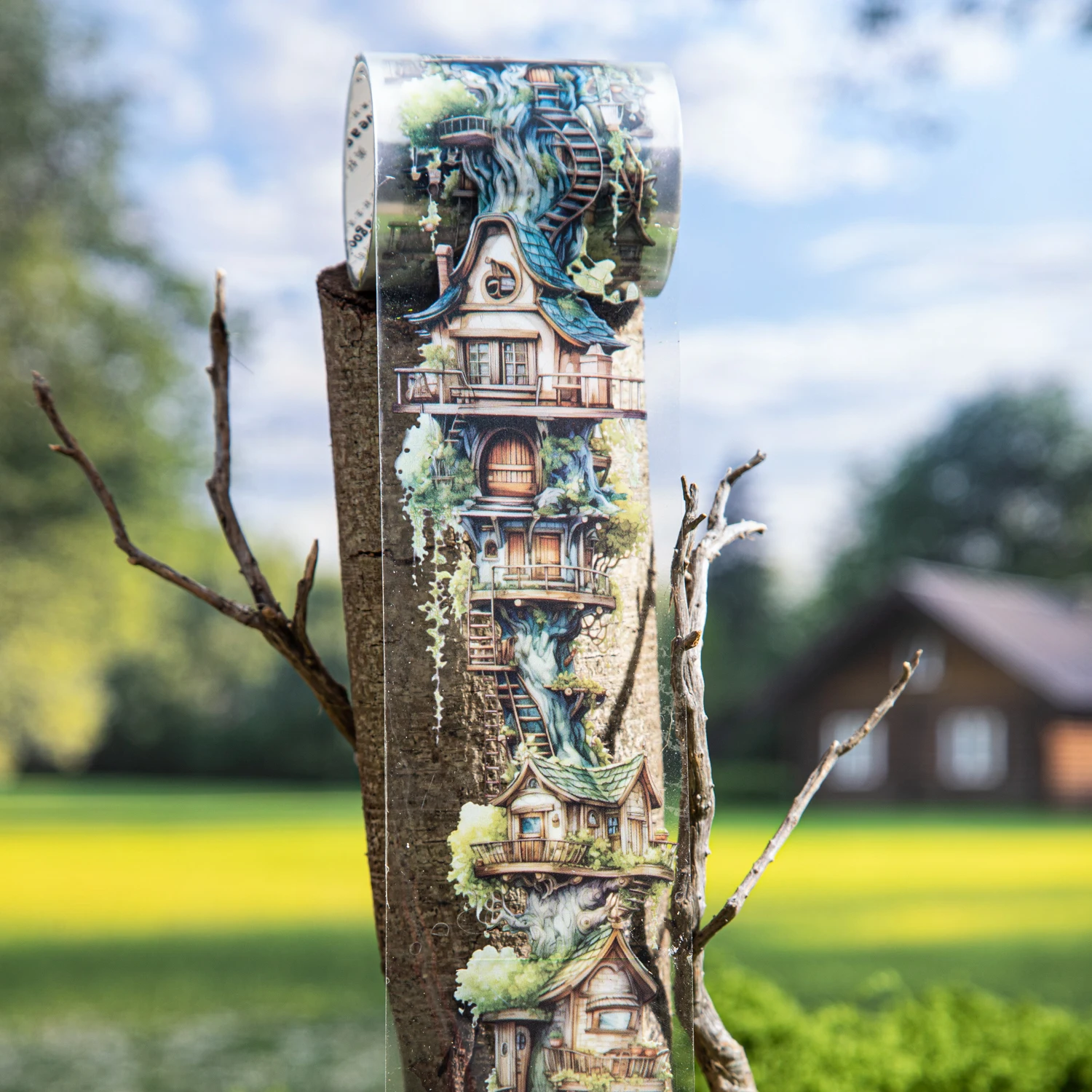 Fantasy Cottage Series Vintage Forest Plant Bookstore Landscape PET Tape Creative DIY Journal Material Collage Stationery