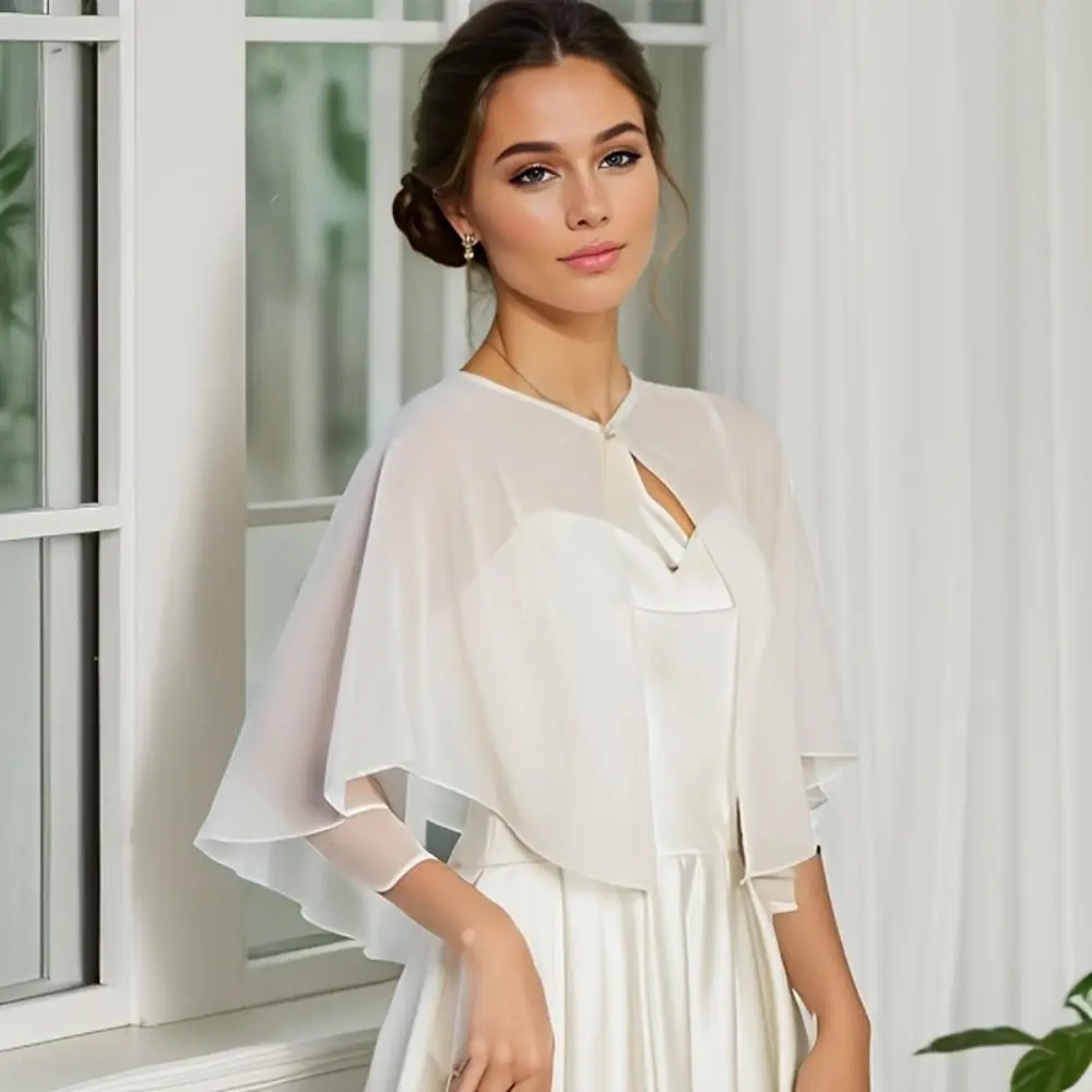 Vintage Sheer Chiffon Capelet - Stole Wedding Shawl avis et prix