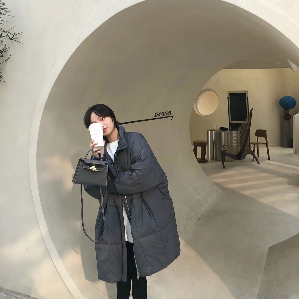 

Пуховое хлопковое пальто для женщин, свободное хлопковое пальто большого размера, утолщенная хлопковая куртка в стиле ретро, простое пальто выше колена, модное