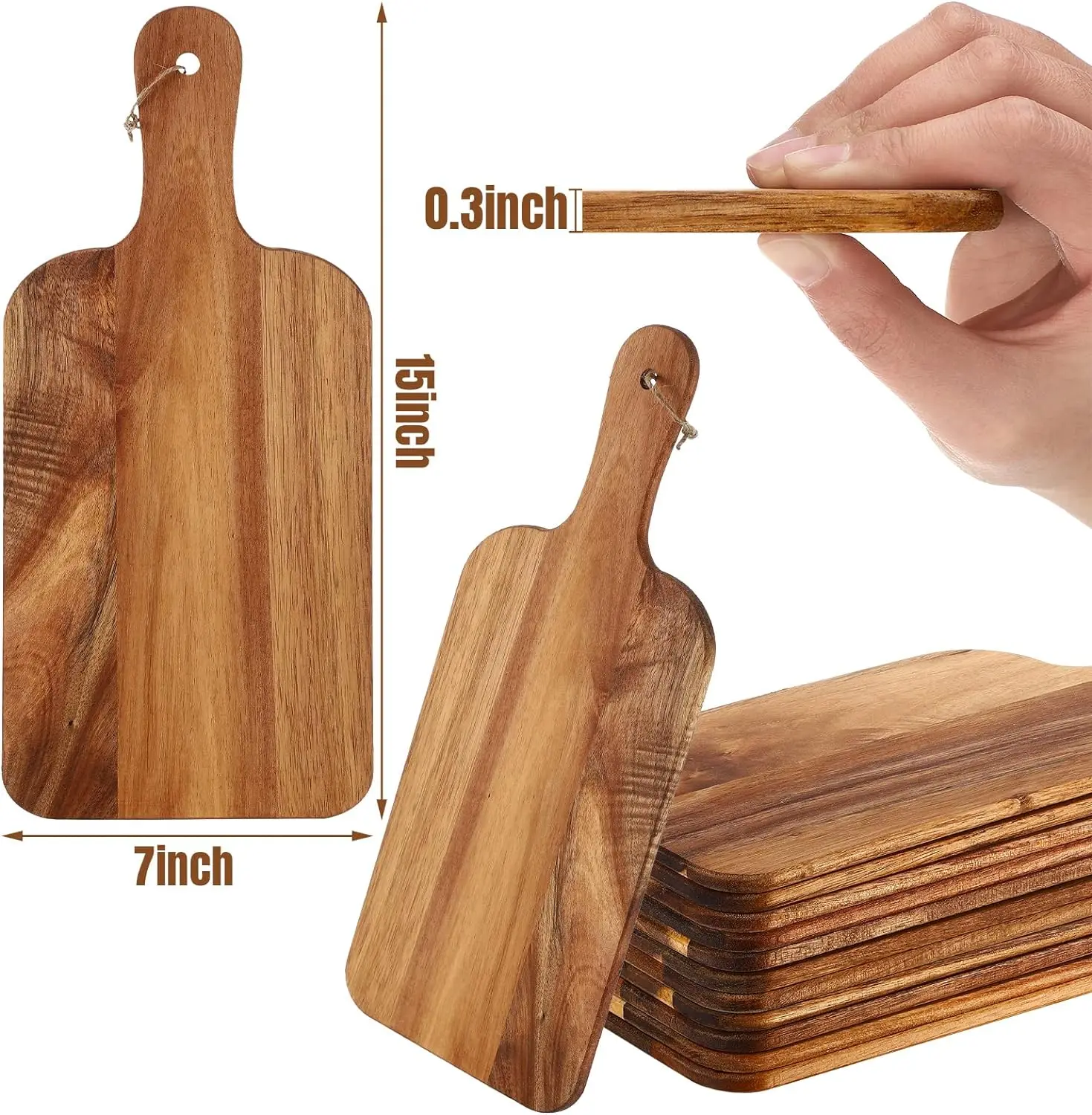 12 Packs Cutting Board Set Plain Chopping Board  Wooden Kitchen Cutting Board Bulk for Vegetables Meat Pizza Cheese Fruit Bread