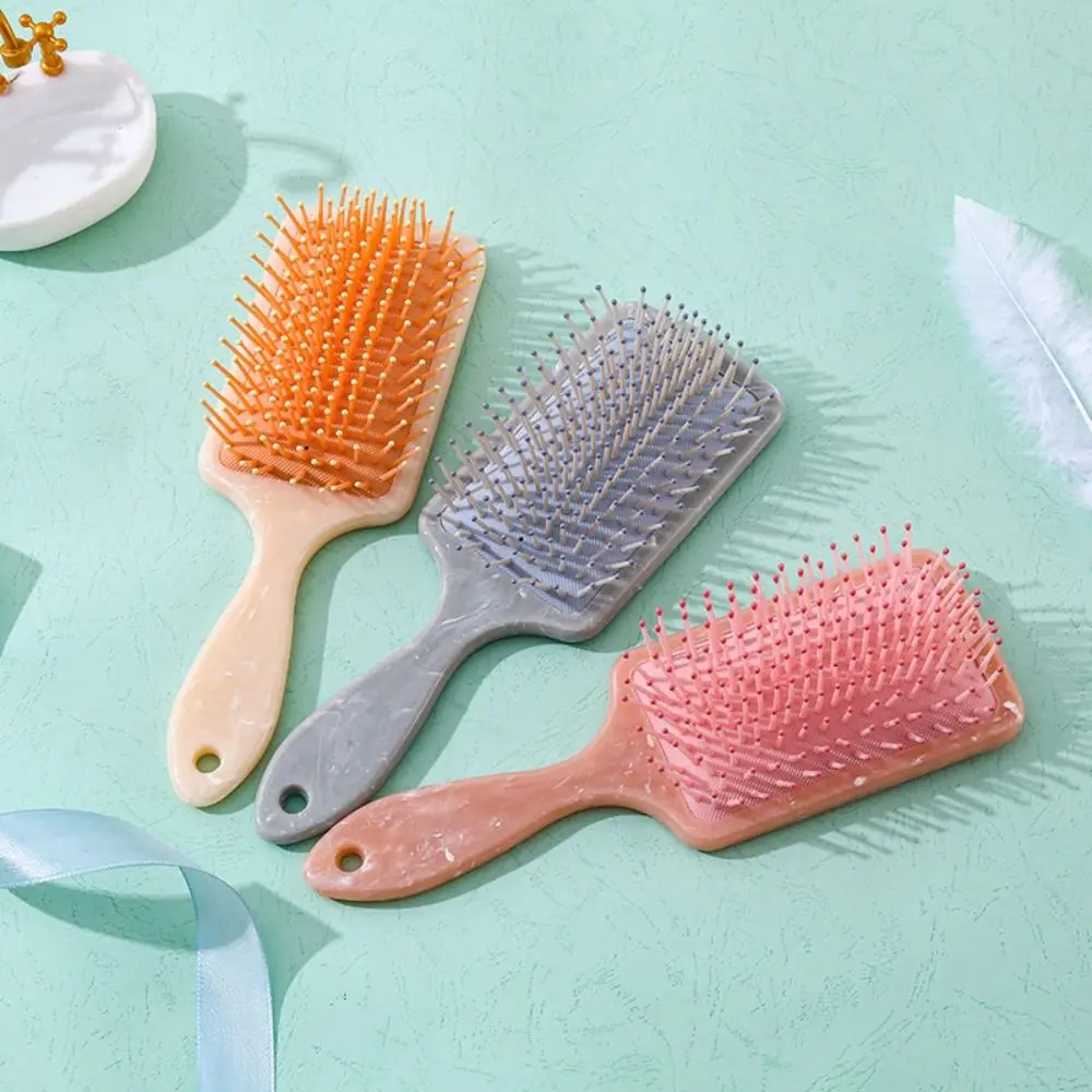 Anti Static Air Cushion Comb Square Durable Air Bag Hair Comb Eco-Friendly Marble Print Hair Brush With Durable Abs Handle