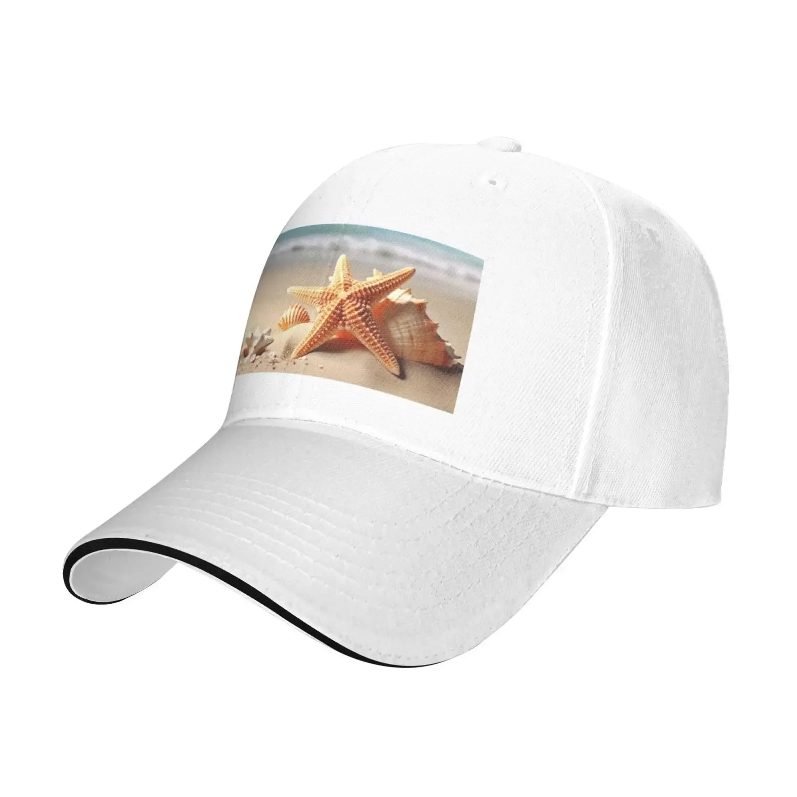 Men Women Baseball Hat Summer Starfish Seashell Printing Adjustable Washable Golf Daddy Cap Original Trucker Low Profile Hats