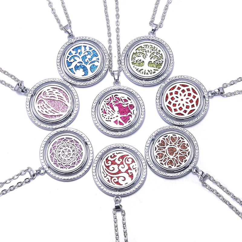 10Pcs/Lot Various Essential Oil Diffuser Necklace Stainless Steel Locket Pendant Amulet Aromatherapy Jewelry Gift Wholesale 2022