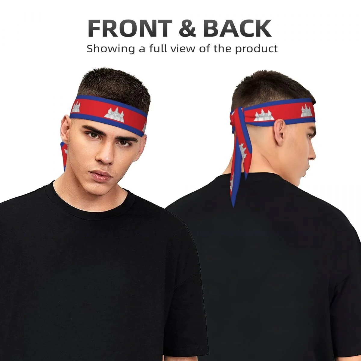 Cambodia Flag Head Tie Sports Headband Athlete Sweatbands Head Wrap For Working Out Running Yoga