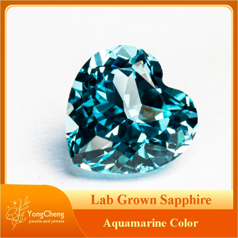 

Lab Grown Sapphire Aquamarine Heart Shape VVS1 Gemstone for Charms Diy Jewelry Making Necklace Ring Selectable AGL Certificate