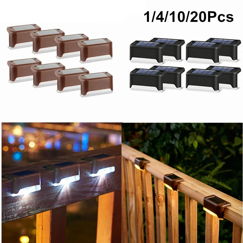 1-20Pcs Solar Led Light Outdoor Path Stair Waterproof Wall Lamp Garden Landscape Step Deck Lights Balcony Fence Solar Lights