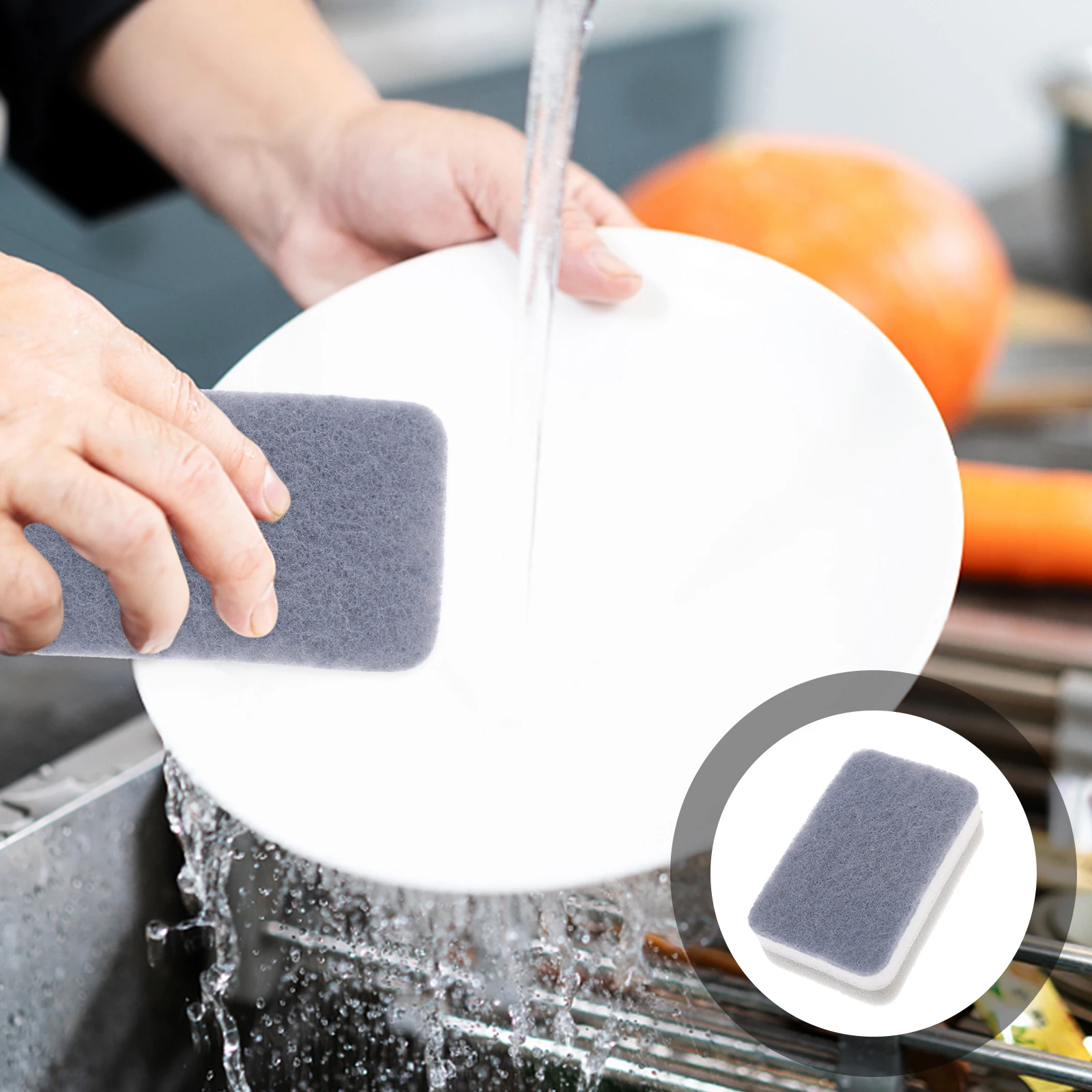 

15pcs Scouring Pads Reuseable Kitchen Grey White Dish Wash Plates Pots Pans Water Kitchen Sponge Pad Absorbing Surface