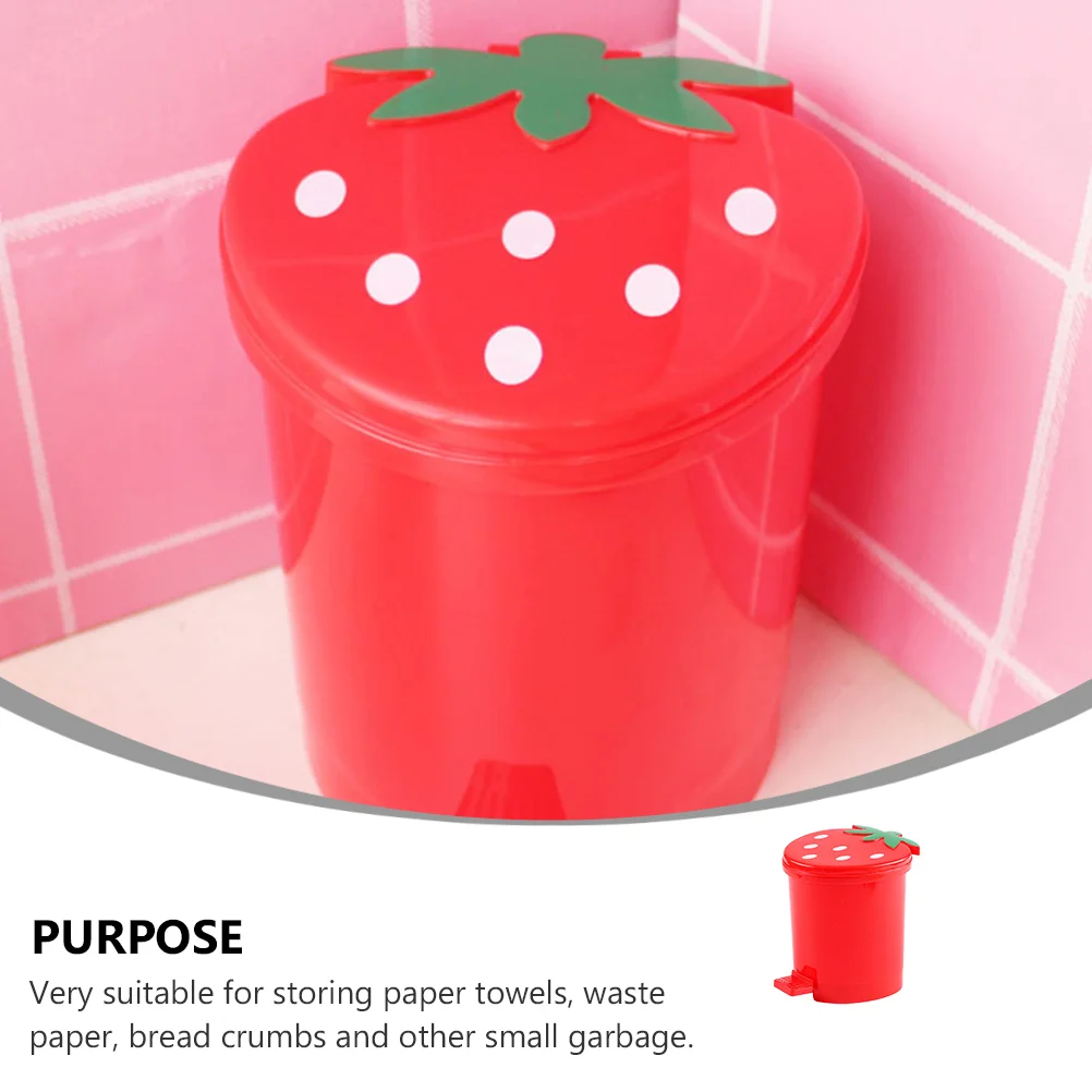 Garbage Storage Bin Topper Desktop Trash Can Office Small with Lid Red Press-Type Man