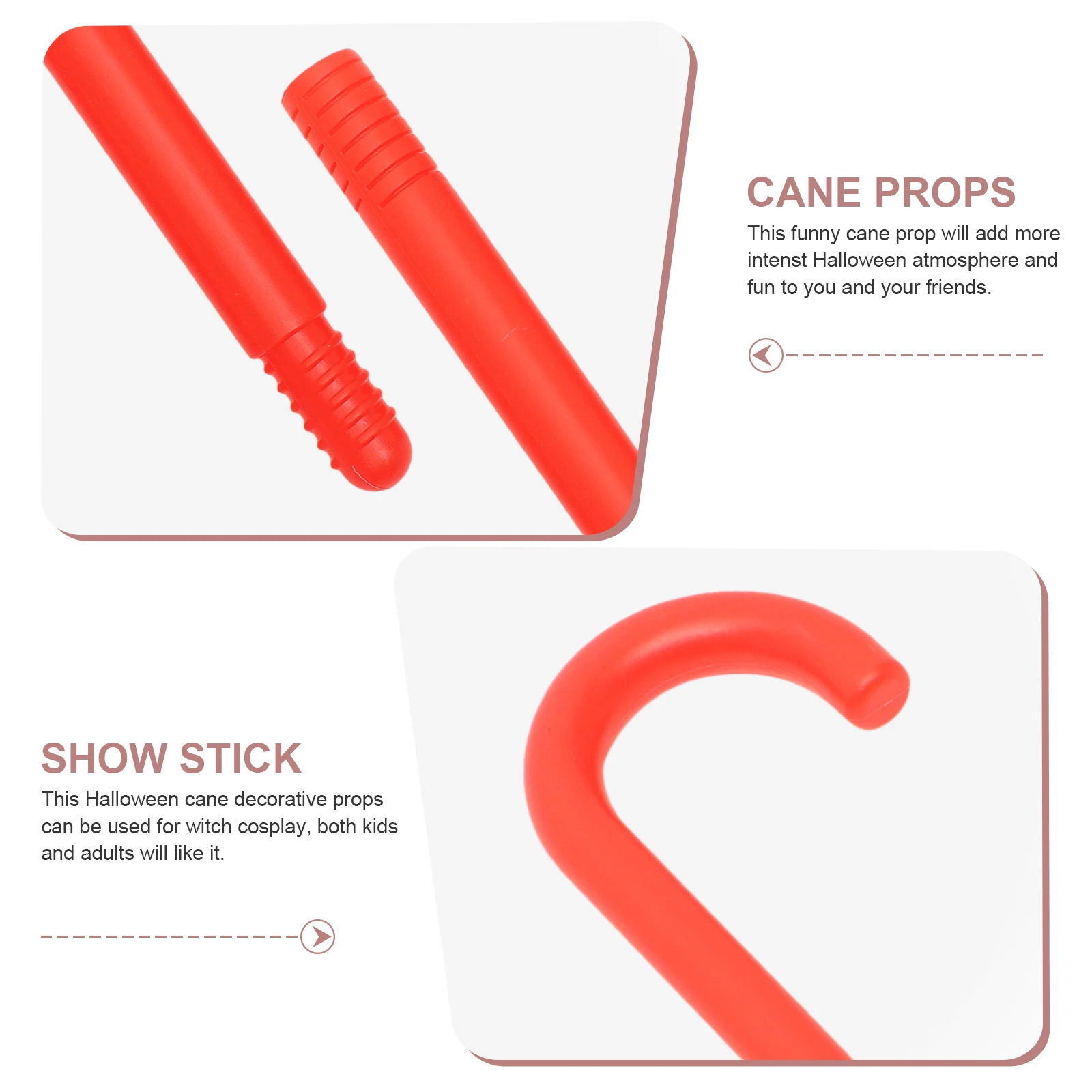 

Halloween Cane 88cm Red Durable Plastic for Cosplay Witch Decor Family Party Dress Halloween Cosplay nament
