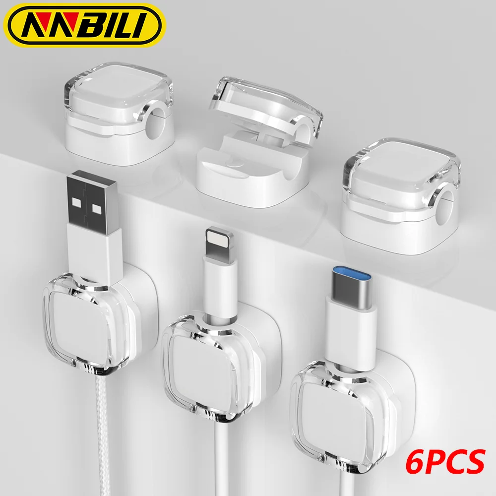 NNBULI Новый магнитный зажим USB-кабель Гладкий регулируемый акриловый универсальный устройство для намотки кабеля под столом для управления проводом ﻿