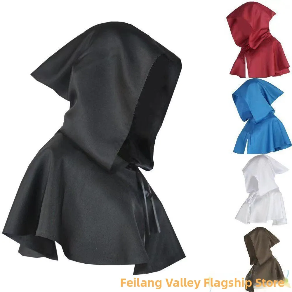 

Костюм на Хэллоуин: Короткая накидка с капюшоном в стиле Бога Смерти, средневековый костюм ведьмы/призрака для мужчин и женщин, полиэстер