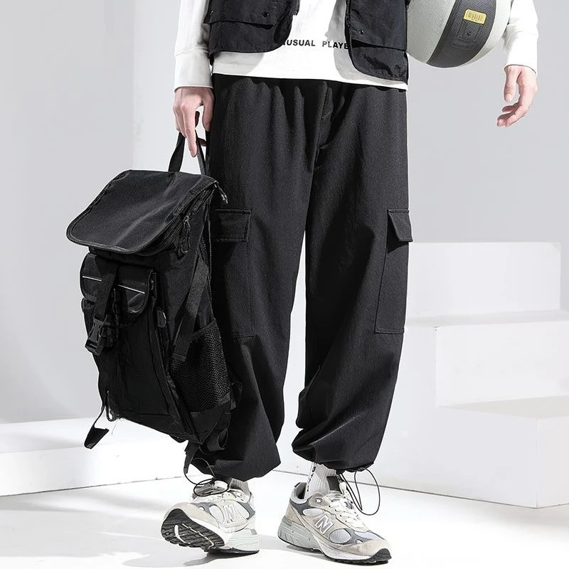 American Style Men Plus Size Cargo Pants Summer Loose Fit Wide Leg Trousers Slimming Look Trendy Street Fashion for Big Guy​