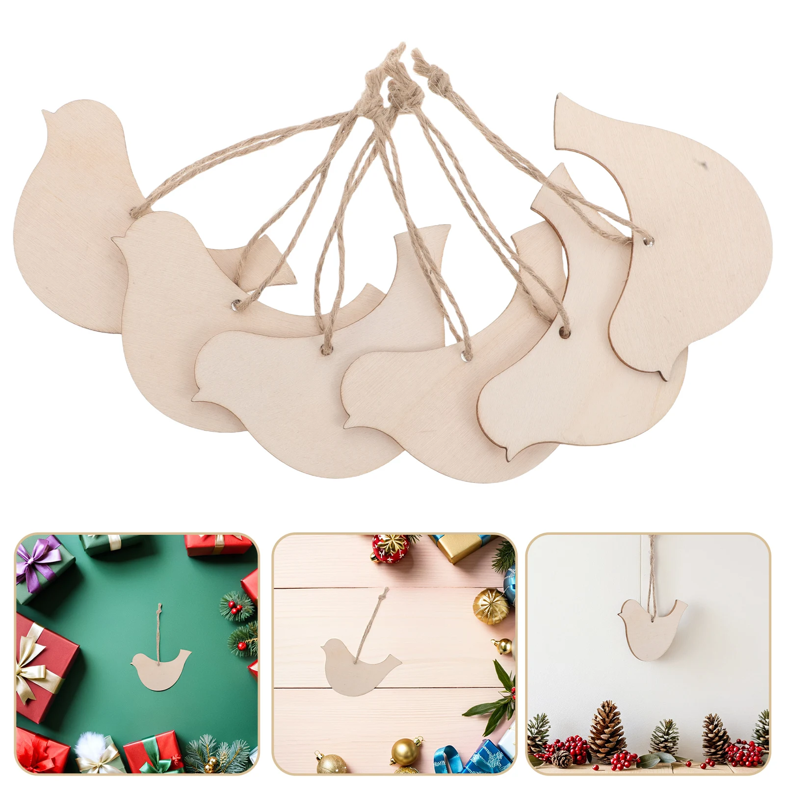 

20 Pcs Chip Decoration Paintable Slices Shaped Ornaments Cutouts Wooden Shapes Wall DIY