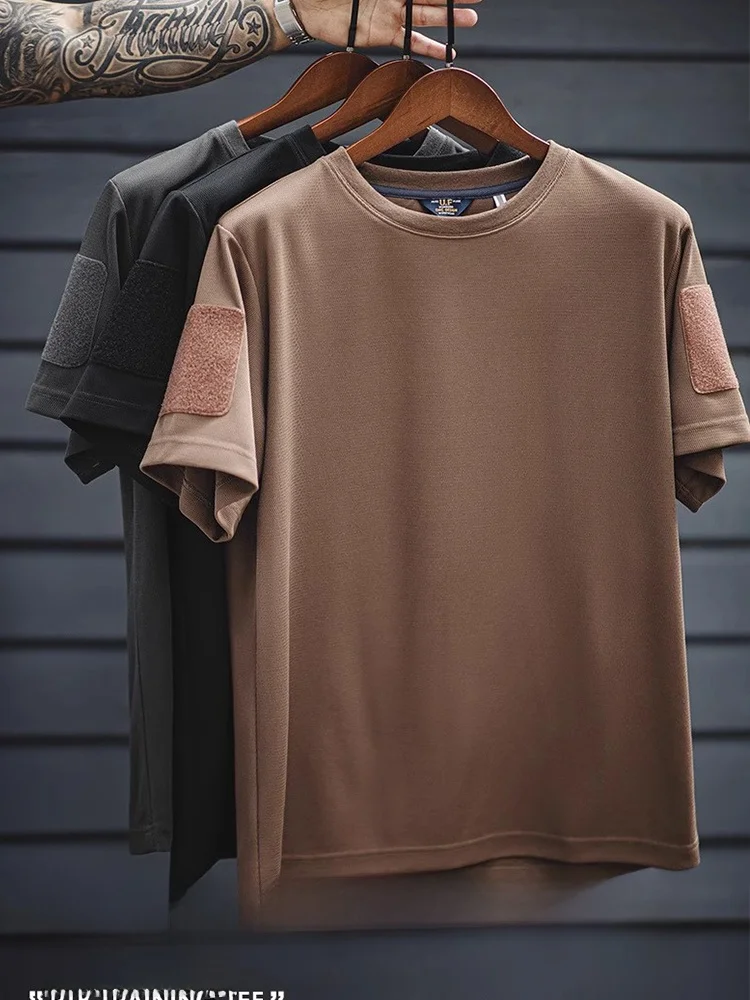 

Maden American Casual Honeycomb Texture ort Sve T-irt Men's Basic Breathable Sweat ng Training Top Summer