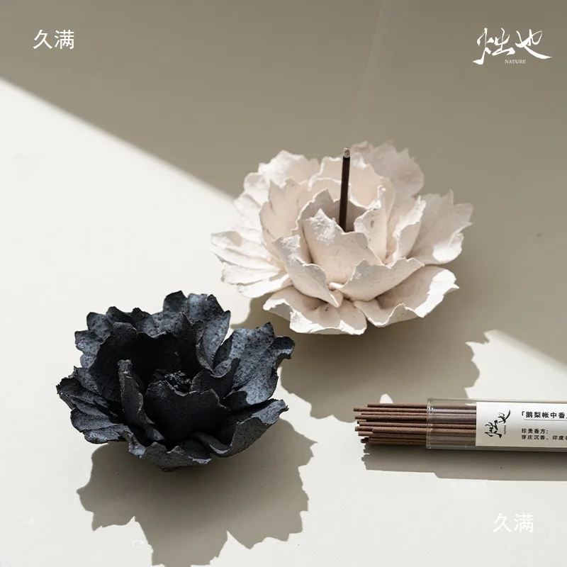 Hand-squeezed ceramic petal line incense insert coarse pottery diffused fragrance aromatherapy home ornament niche gift