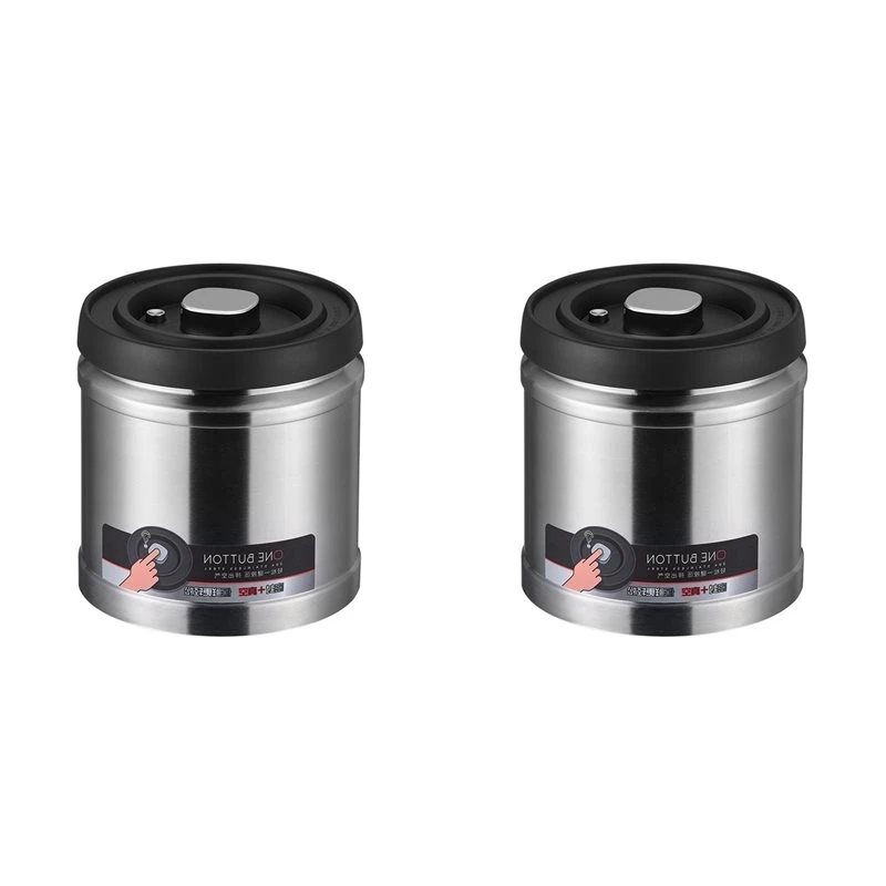 B03C-2X Grain Storage Tank, Moisture-Proof Stainless Steel Storage Box, Commercial Coffee Bean Vacuum Sealed Tank 1600Ml