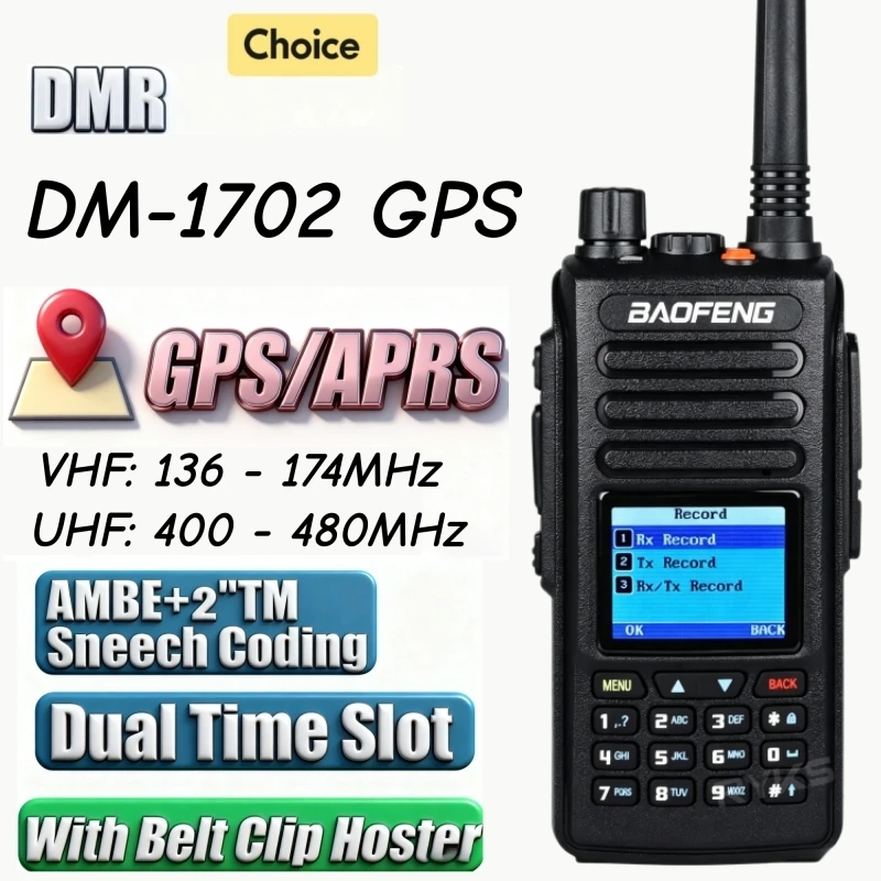 

Baofeng DM-1701 5W DMR Dual Band Digital Radio GPS Positioning One-Key Alarm For Industrial Security Emergency Rescue