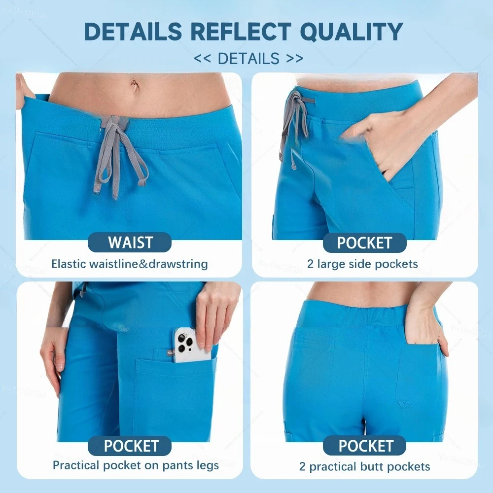 Nowe uniformy pielęgniarskie damskie męskie zestaw spodni typu jogger odzież robocza do apteki ubrania medyczne szpitalne dla lekarzy i pielęgniarek luksusowy garnitur